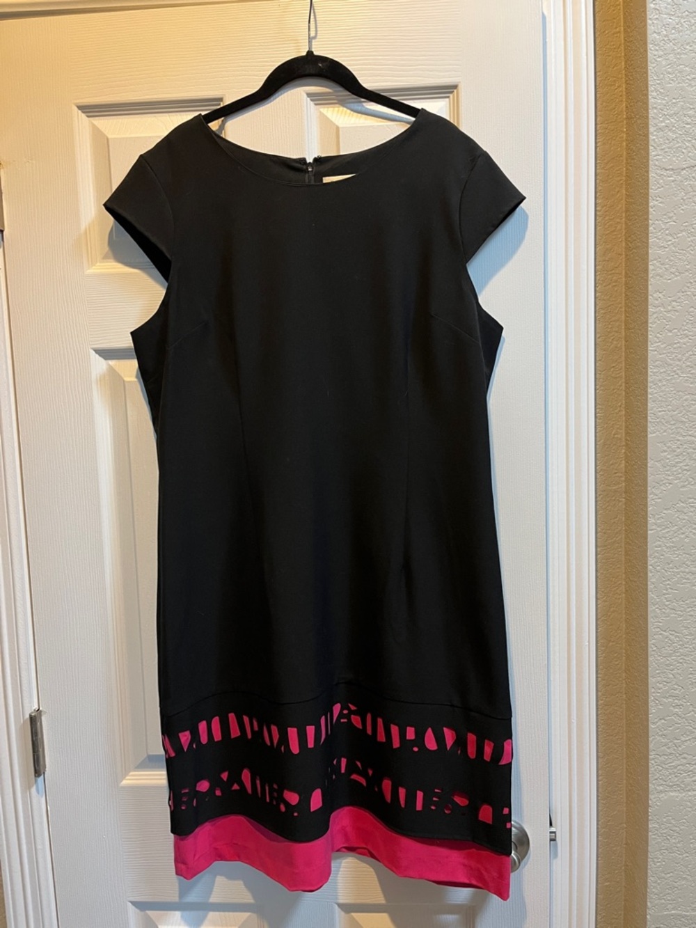 Harve Benard Black Dress with Pink Hem Panels